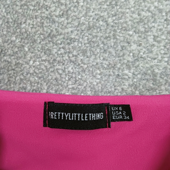 PRETTYLITTLETHING HOT PINK SCUBA CREPE STRAPPY BODYCON MINI DRESS Y2K UK 6 - Picture 5 of 5